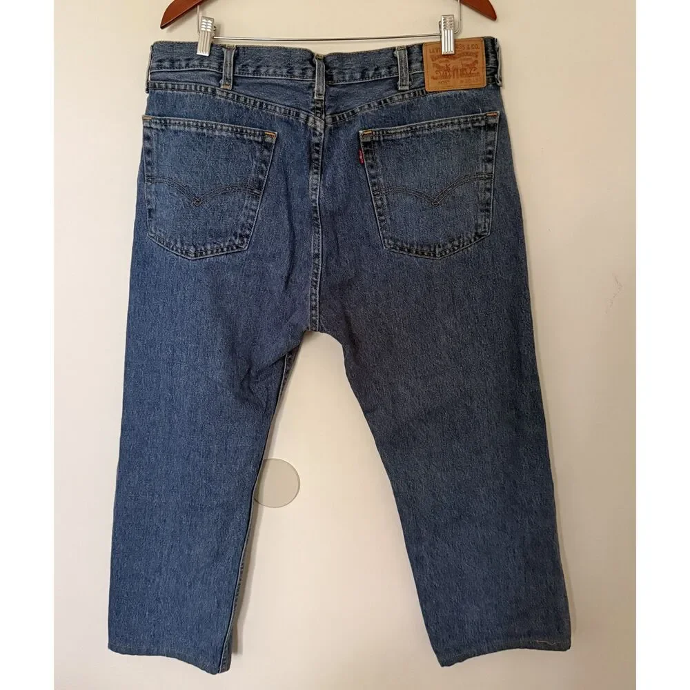 VTG Levis 505 Regular Fit Medium Stonewash Cotton Straight Leg Jeans 38x30 -Flaw